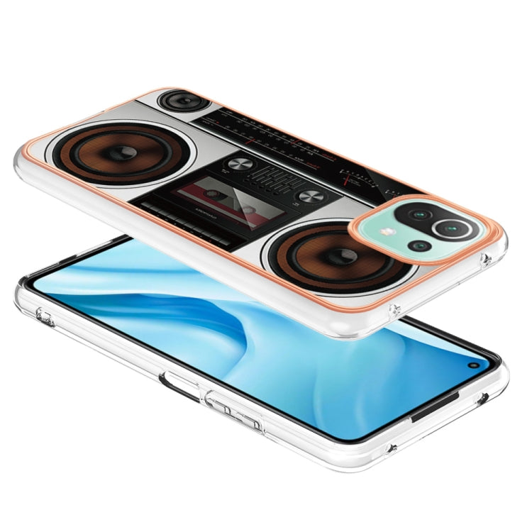 For Xiaomi 11 Lite Electroplating Marble Dual-side IMD Phone Case(Retro Radio) - Xiaomi Cases by buy2fix | Online Shopping UK | buy2fix