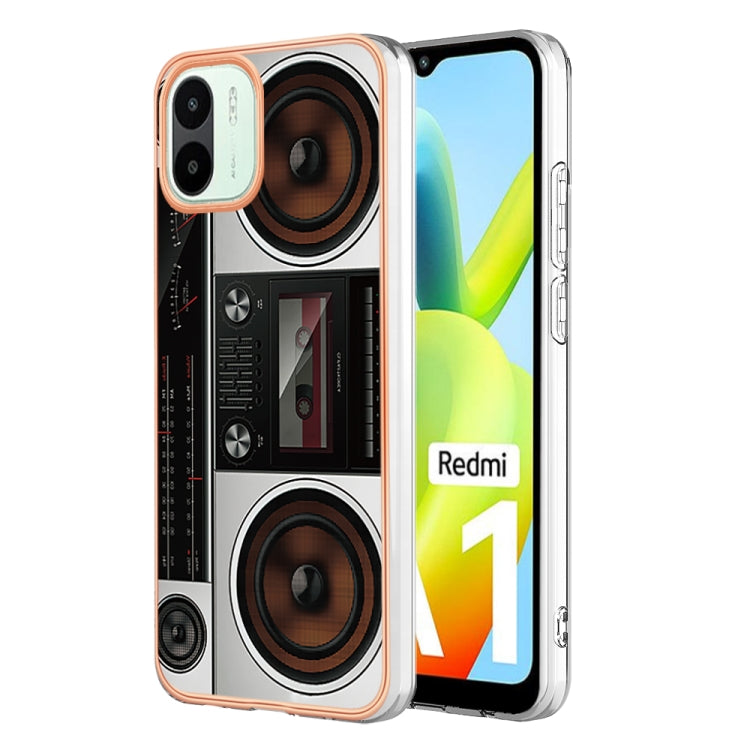 For Xiaomi Redmi A1 Electroplating Marble Dual-side IMD Phone Case(Retro Radio) - Xiaomi Cases by buy2fix | Online Shopping UK | buy2fix