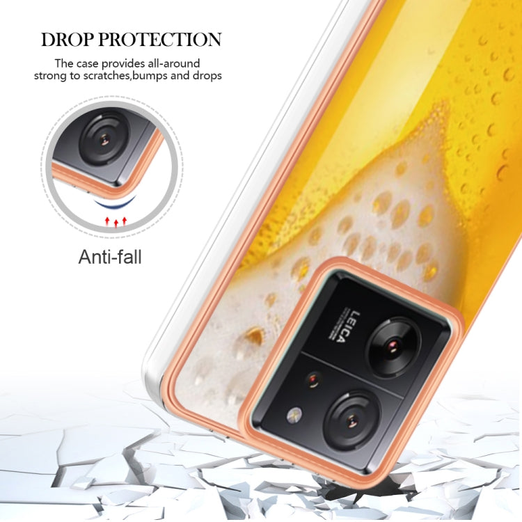 For Xiaomi 13T/13T Pro Electroplating Marble Dual-side IMD Phone Case(Draft Beer) - Xiaomi Cases by buy2fix | Online Shopping UK | buy2fix