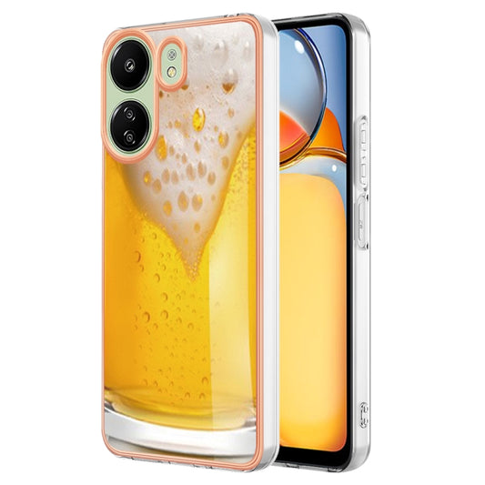 For Xiaomi Redmi 13C 4G Electroplating Marble Dual-side IMD Phone Case(Draft Beer) - 13C Cases by buy2fix | Online Shopping UK | buy2fix