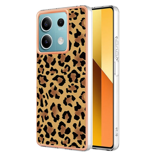 For Xiaomi Redmi Note 13 5G Electroplating Marble Dual-side IMD Phone Case(Leopard Print) - Note 13 Cases by buy2fix | Online Shopping UK | buy2fix