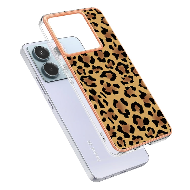 For Xiaomi Redmi Note 13 Pro 5G Global Electroplating Marble Dual-side IMD Phone Case(Leopard Print) - Note 13 Pro Cases by buy2fix | Online Shopping UK | buy2fix