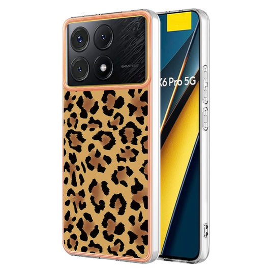 For Xiaomi Poco X6 Pro / Redmi K70E Electroplating Marble Dual-side IMD Phone Case(Leopard Print) - K70E Cases by buy2fix | Online Shopping UK | buy2fix