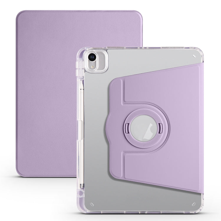 For iPad Air 11 2024 Clear Acrylic 360 Rotation Detachable Leather Tablet Case(Light Purple) - iPad Air 11 2024 Cases by buy2fix | Online Shopping UK | buy2fix