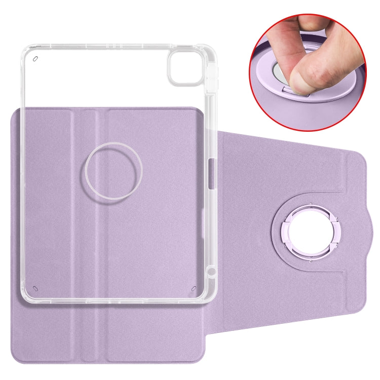 For iPad Air 13 2024 Clear Acrylic 360 Rotation Detachable Leather Tablet Case(Light Purple) - iPad Air 13 2024 Cases by buy2fix | Online Shopping UK | buy2fix