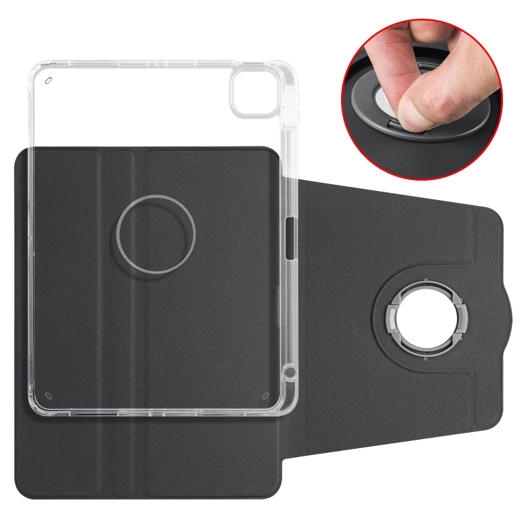 For iPad Pro 13 2024 Clear Acrylic 360 Rotation Detachable Leather Tablet Case(Black) - iPad Pro 13 2024 Cases by buy2fix | Online Shopping UK | buy2fix