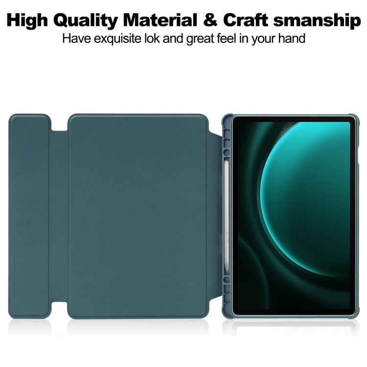 For Samsung Galaxy Tab S9 FE+ 360 Rotation Transparent Smart Leather Case(Dark Green) - Galaxy Tab S9 FE+ by buy2fix | Online Shopping UK | buy2fix