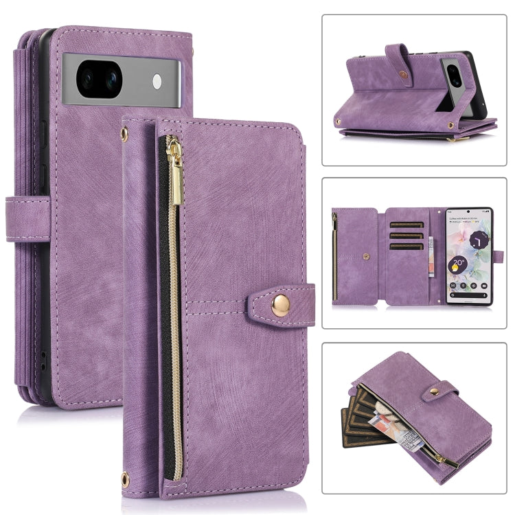 For Google Pixel 7a Dream 9-Card Wallet Zipper Bag Leather Phone Case(Purple) - Google Cases by buy2fix | Online Shopping UK | buy2fix