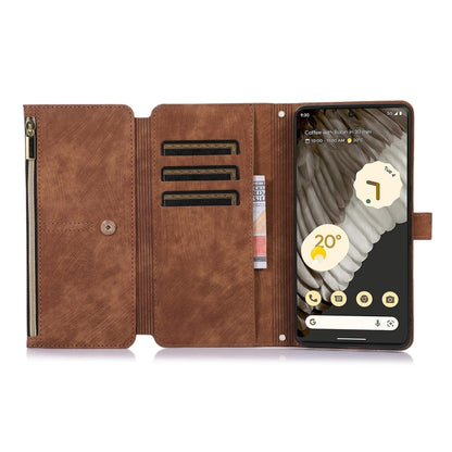 For Google Pixel 7 Pro Dream 9-Card Wallet Zipper Bag Leather Phone Case(Brown) - Google Cases by buy2fix | Online Shopping UK | buy2fix