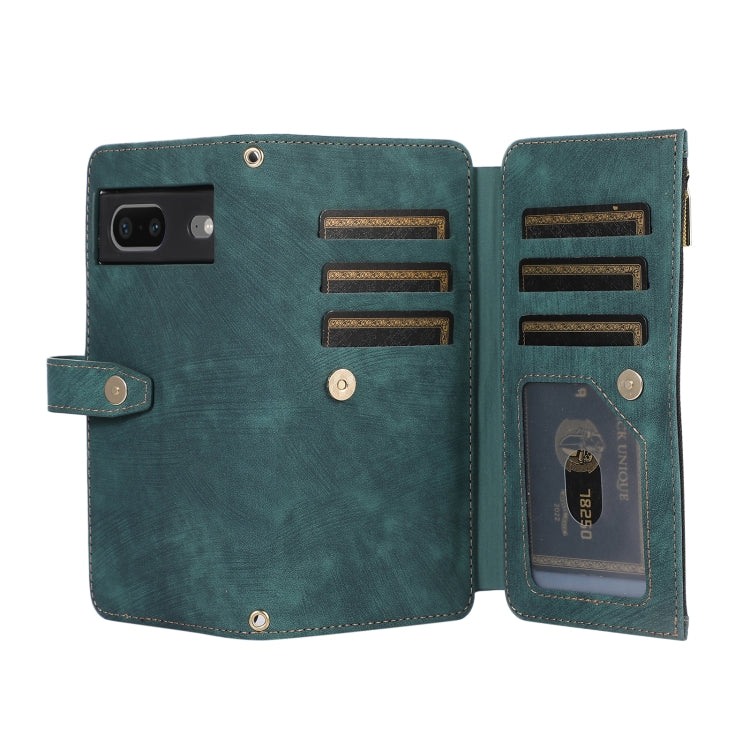 For Google Pixel 7 Dream 9-Card Wallet Zipper Bag Leather Phone Case(Green) - Google Cases by buy2fix | Online Shopping UK | buy2fix