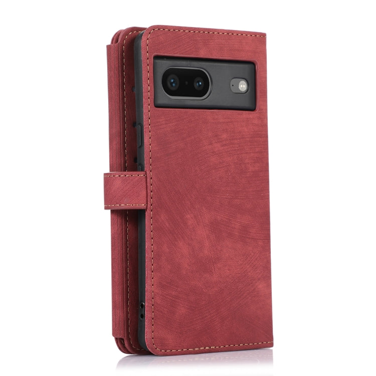 For Google Pixel 7 Dream 9-Card Wallet Zipper Bag Leather Phone Case(Red) - Google Cases by buy2fix | Online Shopping UK | buy2fix