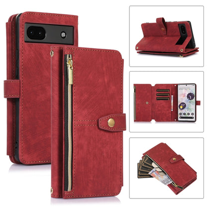 For Google Pixel 6a Dream 9-Card Wallet Zipper Bag Leather Phone Case(Red) - Google Cases by buy2fix | Online Shopping UK | buy2fix