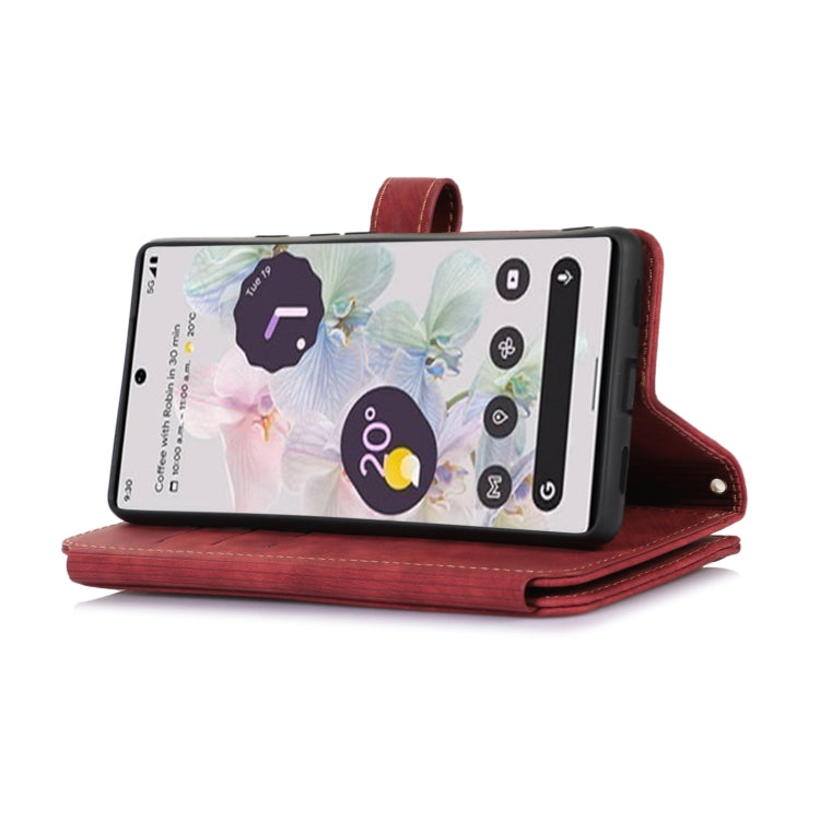 For Google Pixel 6a Dream 9-Card Wallet Zipper Bag Leather Phone Case(Red) - Google Cases by buy2fix | Online Shopping UK | buy2fix