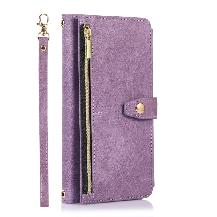 For Google Pixel 6a Dream 9-Card Wallet Zipper Bag Leather Phone Case(Purple) - Google Cases by buy2fix | Online Shopping UK | buy2fix