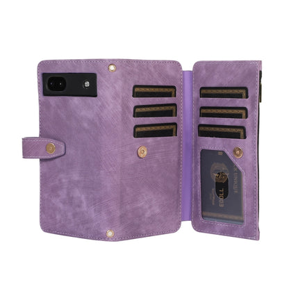 For Google Pixel 6a Dream 9-Card Wallet Zipper Bag Leather Phone Case(Purple) - Google Cases by buy2fix | Online Shopping UK | buy2fix