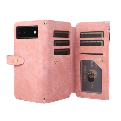 For Google Pixel 6 Dream 9-Card Wallet Zipper Bag Leather Phone Case(Pink) - Google Cases by buy2fix | Online Shopping UK | buy2fix