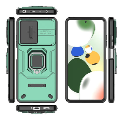 For Xiaomi Redmi Note 12 Pro 5G Global Sliding Camshield TPU + PC Shockproof Phone Case with Holder(Green) - Xiaomi Cases by buy2fix | Online Shopping UK | buy2fix