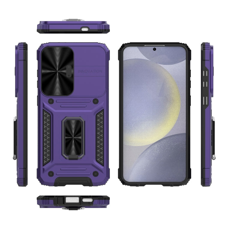 For Samsung Galaxy S24+ 5G Camshield Robot TPU Hybrid PC Phone Case(Purple) - Galaxy S24+ 5G Cases by buy2fix | Online Shopping UK | buy2fix