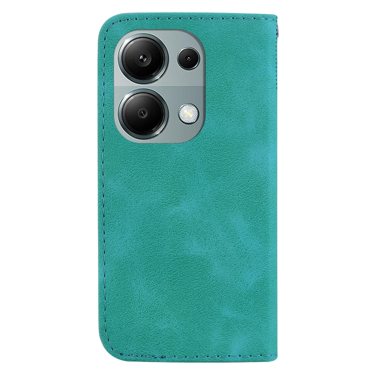 For Xiaomi Poco M6 Pro 4G 7-shaped Embossed Leather Phone Case(Green) - Xiaomi Cases by buy2fix | Online Shopping UK | buy2fix