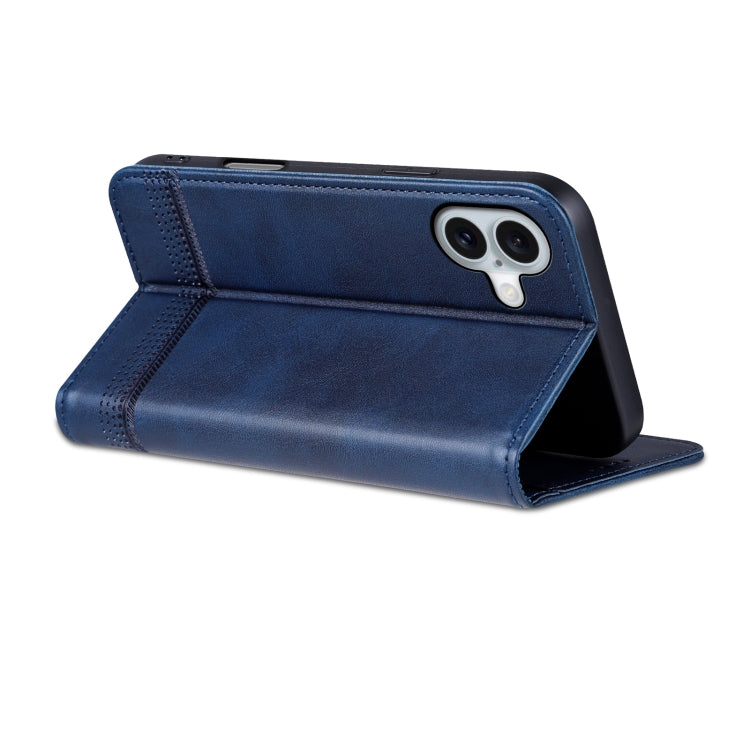 For iPhone 16 Plus AZNS Magnetic Calf Texture Flip Leather Phone Case(Dark Blue) - iPhone 16 Plus Cases by AZNS | Online Shopping UK | buy2fix