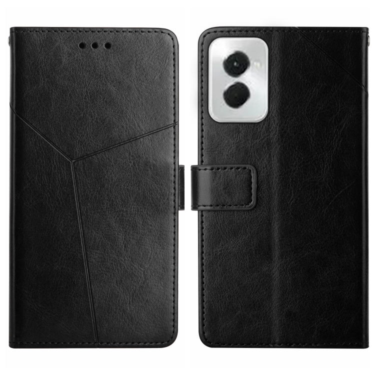 For Motorola Moto G Power 5G 2024 HT01 Y-shaped Pattern Flip Leather Phone Case(Black) - Motorola Cases by buy2fix | Online Shopping UK | buy2fix