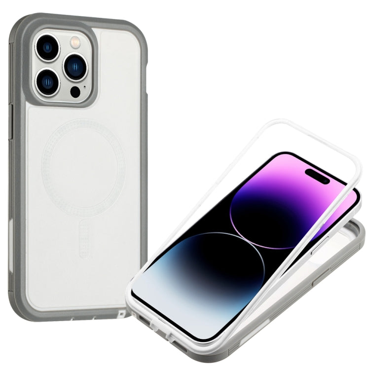 For iPhone 14 Defender Series XT MagSafe Magnetic PC + TPU Shockproof Phone Case(White+Grey) - iPhone 14 Cases by buy2fix | Online Shopping UK | buy2fix