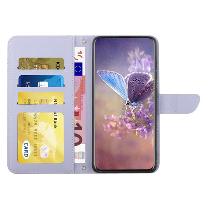 For Motorola Edge 5G 2024 HT03 Skin Feel Butterfly Embossed Flip Leather Phone Case(Purple) - Motorola Cases by buy2fix | Online Shopping UK | buy2fix