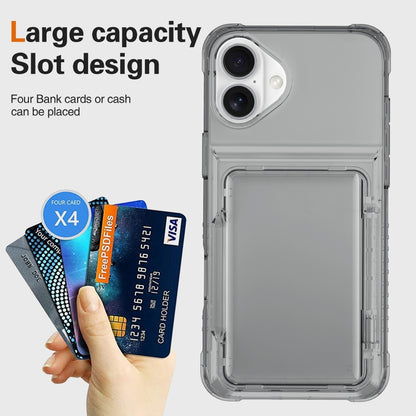 For iPhone 16 Crystal Clear Flip Card Slot Phone Case(Transparent Black) - iPhone 16 Cases by buy2fix | Online Shopping UK | buy2fix