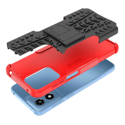 For Motorola Moto G Play 4G 2024 Tire Texture TPU + PC Phone Case with Holder(Red) - Motorola Cases by buy2fix | Online Shopping UK | buy2fix