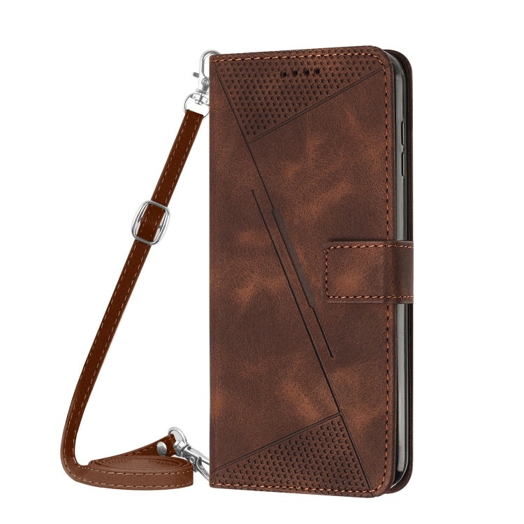 For Motorola Moto G Play 5G 2024/Moto G 5G 2024 Dream Triangle Leather Phone Case with Lanyard(Brown) - Motorola Cases by buy2fix | Online Shopping UK | buy2fix