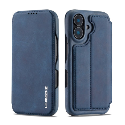 For iPhone 16 Plus LC.IMEEKE Hon Ancient Series Flip Leather Phone Case(Blue) - iPhone 16 Plus Cases by LC.IMEEKE | Online Shopping UK | buy2fix