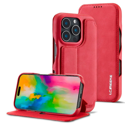 For iPhone 15 Pro Max LC.IMEEKE Hon Ancient Series Flip Leather Phone Case(Red) - iPhone 15 Pro Max Cases by LC.IMEEKE | Online Shopping UK | buy2fix