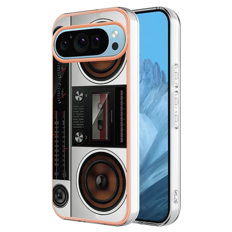 For Google Pixel 9 / 9 Pro Electroplating Dual-side IMD Phone Case(Retro Radio) - Google Cases by buy2fix | Online Shopping UK | buy2fix