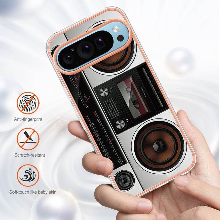 For Google Pixel 9 / 9 Pro Electroplating Dual-side IMD Phone Case(Retro Radio) - Google Cases by buy2fix | Online Shopping UK | buy2fix