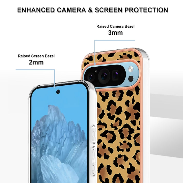 For Google Pixel 9 Pro XL Electroplating Dual-side IMD Phone Case(Leopard Print) - Google Cases by buy2fix | Online Shopping UK | buy2fix