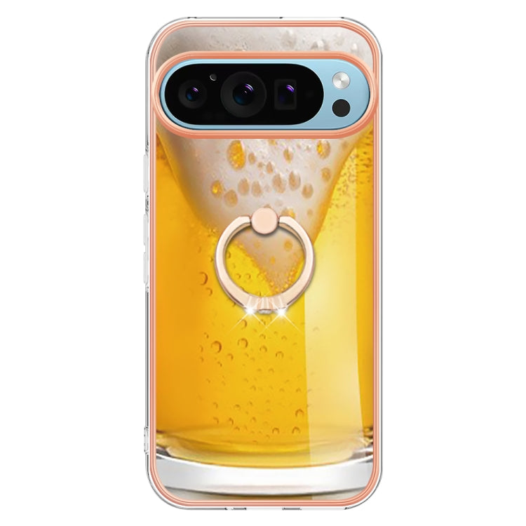 For Google Pixel 9 Pro XL Electroplating Dual-side IMD Phone Case with Ring Holder(Draft Beer) - Google Cases by buy2fix | Online Shopping UK | buy2fix