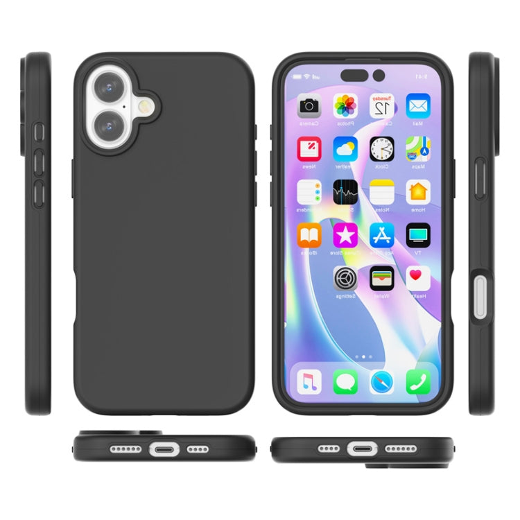 For iPhone 16 Rubber Oil Surface Solid Color Phone Case(Black) - iPhone 16 Cases by buy2fix | Online Shopping UK | buy2fix