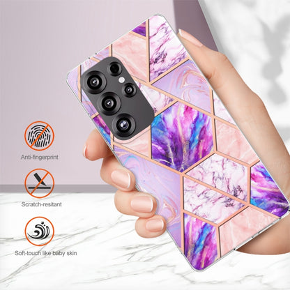 For Samsung Galaxy S25 Ultra 5G Electroplating Splicing Marble TPU Phone Case(Light Purple) - Galaxy S25 Ultra 5G Cases by buy2fix | Online Shopping UK | buy2fix