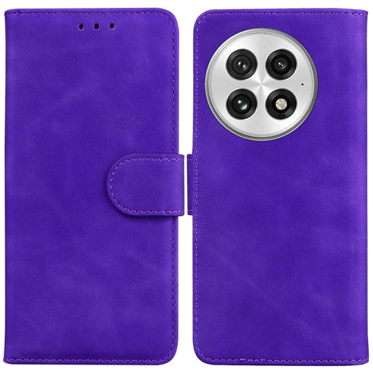 For OnePlus 13 Skin Feel Pure Color Flip Leather Phone Case(Purple) - OnePlus Cases by buy2fix | Online Shopping UK | buy2fix