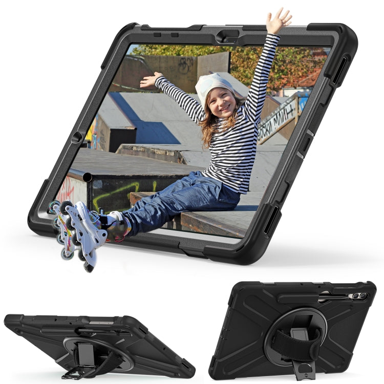 For Samsung Galaxy Tab S9+ / S8+ Rotary Handle Grab TPU + PC Tablet Case(Black) - Galaxy Tab S9+ Cases by buy2fix | Online Shopping UK | buy2fix