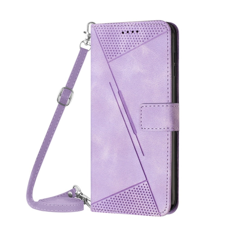 For Samsung Galaxy S22 Ultra 5G Dream Triangle Leather Phone Case with Long Lanyard(Purple) - Galaxy S22 Ultra 5G Cases by buy2fix | Online Shopping UK | buy2fix