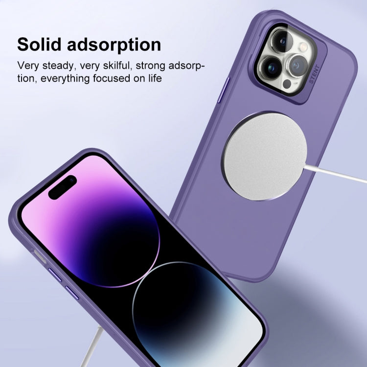 For iPhone 11 Pro Skin Feel CD Texture MagSafe Lens Holder Phone Case(Dark Purple) - iPhone 11 Pro Cases by buy2fix | Online Shopping UK | buy2fix