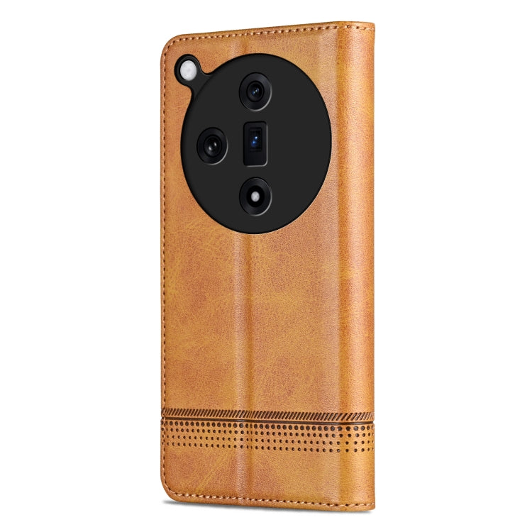 For OPPO Find X7 AZNS Magnetic Calf Texture Flip Leather Phone Case(Light Brown) - Find X7 Cases by AZNS | Online Shopping UK | buy2fix