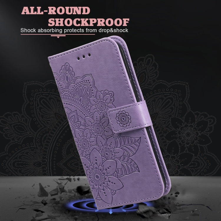 For OnePlus 13 Seven-petal Flowers Embossing Leather Phone Case(Light Purple) - OnePlus Cases by buy2fix | Online Shopping UK | buy2fix