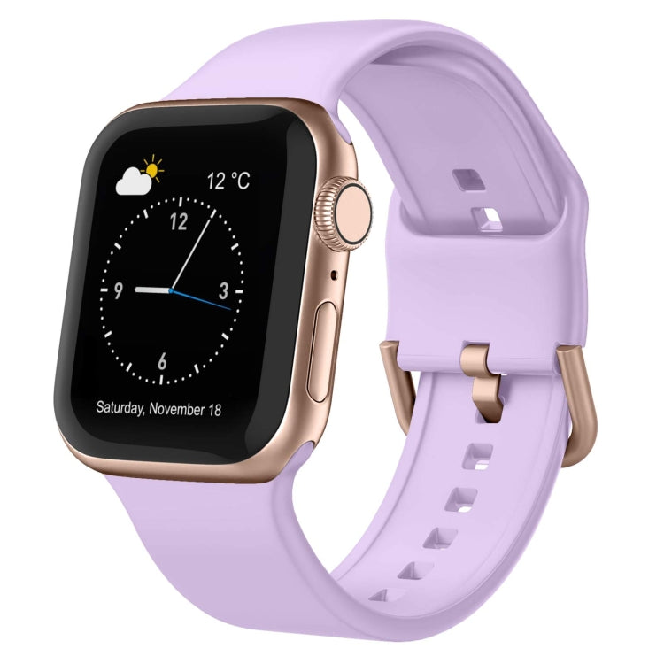 For Apple Watch Series 7 41mm Pin Buckle Silicone Watch Band(Lavender) - Watch Bands by buy2fix | Online Shopping UK | buy2fix