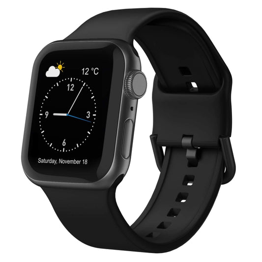 For Apple Watch Series 7 45mm Pin Buckle Silicone Watch Band(Black) - Watch Bands by buy2fix | Online Shopping UK | buy2fix