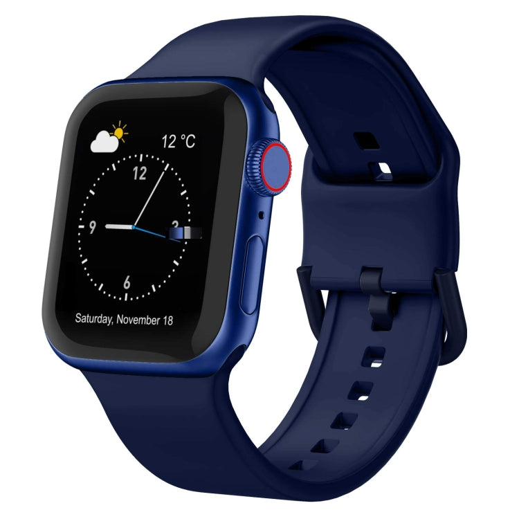 For Apple Watch SE 44mm Pin Buckle Silicone Watch Band(Midnight Blue) - Watch Bands by buy2fix | Online Shopping UK | buy2fix