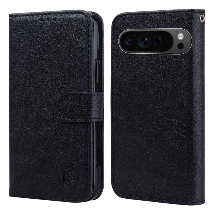 For Google Pixel 9 Skin Feeling Oil Leather Texture PU + TPU Phone Case(Black) - Google Cases by buy2fix | Online Shopping UK | buy2fix