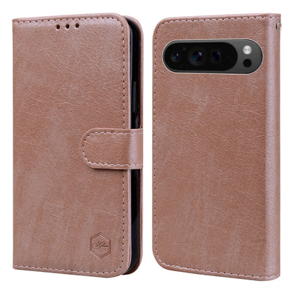 For Google Pixel 9 Skin Feeling Oil Leather Texture PU + TPU Phone Case(Champagne) - Google Cases by buy2fix | Online Shopping UK | buy2fix