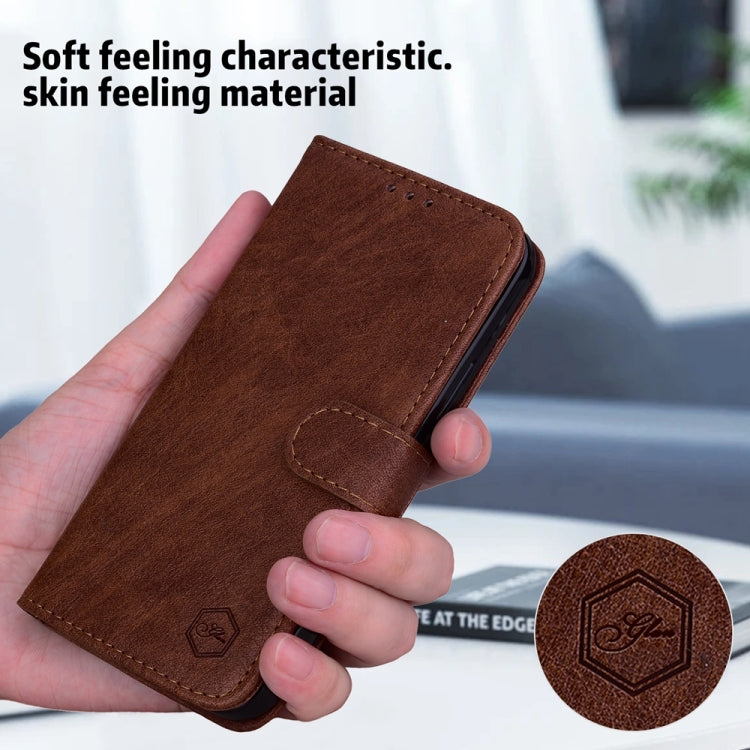 For Google Pixel 9 Pro Skin Feeling Oil Leather Texture PU + TPU Phone Case(Brown) - Google Cases by buy2fix | Online Shopping UK | buy2fix